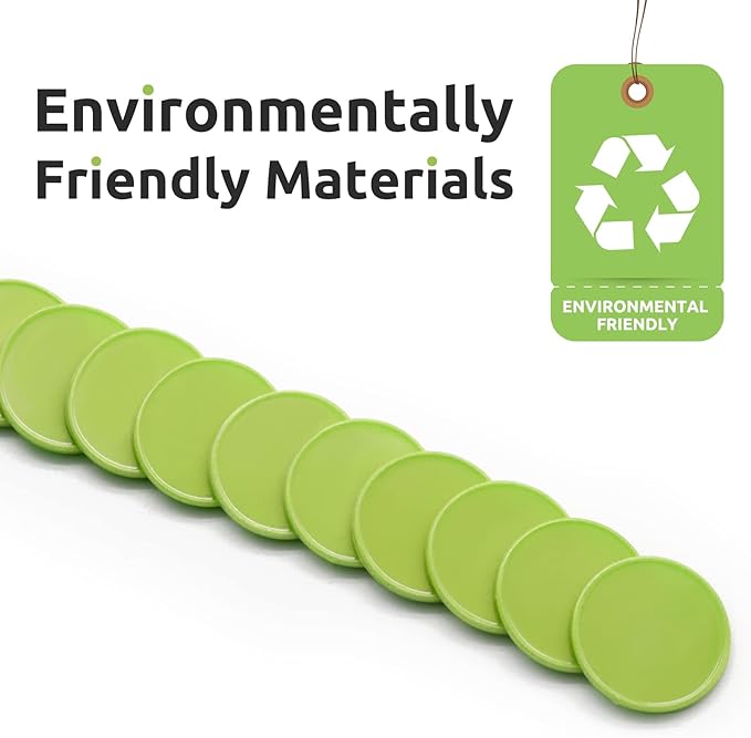 Set of 100 Opaque Plastic Learning Counters Mini Poker Chips Game Tokens with Storage Box (LawnGreen, 1.58 Inch)