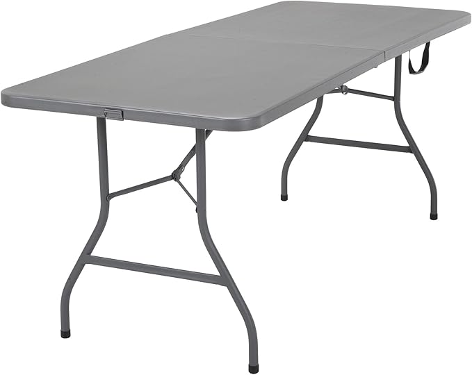 COSCO 6 ft Fold-in-Half Banquet Table w/Handle, 6ft, Grey