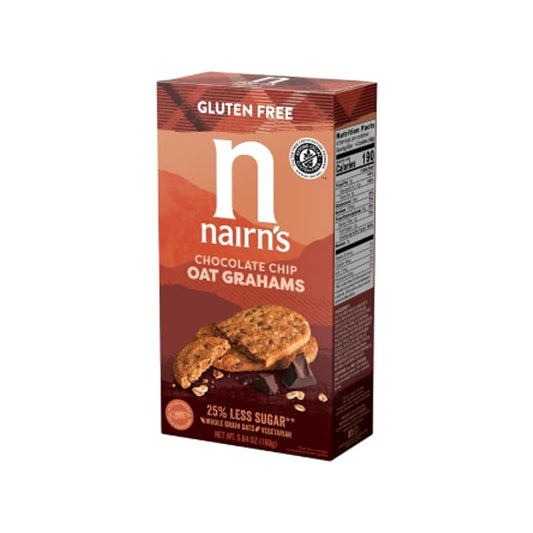 Nairn's Gluten-Free Chocolate Chip Oat Grahams - Healthy, Tasty and Safe for Celiacs. Perfect On-the Go Snack. High Fiber, No Artificial Colors, Flavors, or Preservatives, 5.64oz