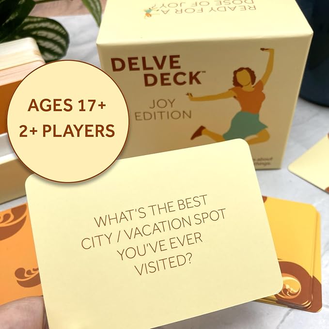 Boredwalk Delve Deck Joy Edition Conversation Cards for Couples, Family and Friends - Question Cards - Gratitude Practice Game for Adults