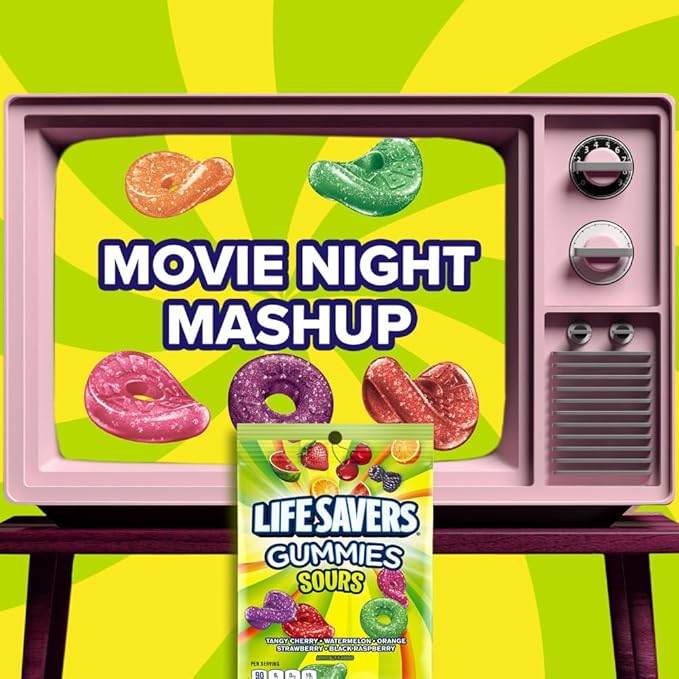 LIFE SAVERS Sour Gummy Candy Pack, Individually Wrapped Candy Bulk, Variety Flavors Box, 12 Bags of Sour Gummies