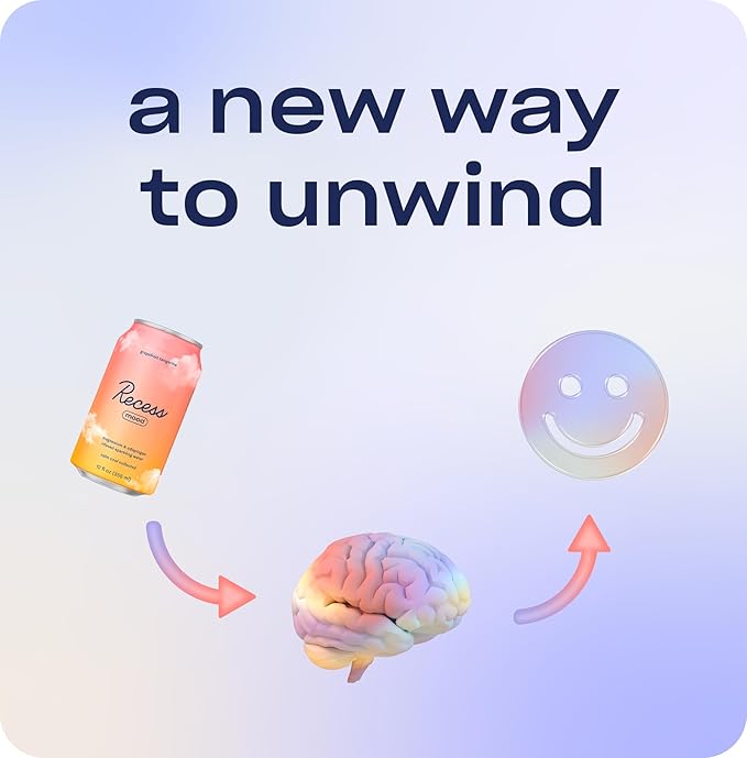 Recess Mood Magnesium & Adaptogen Drink, Relaxation Beverage, 12 ounce (Grapefruit Tangerine, 12 pack)