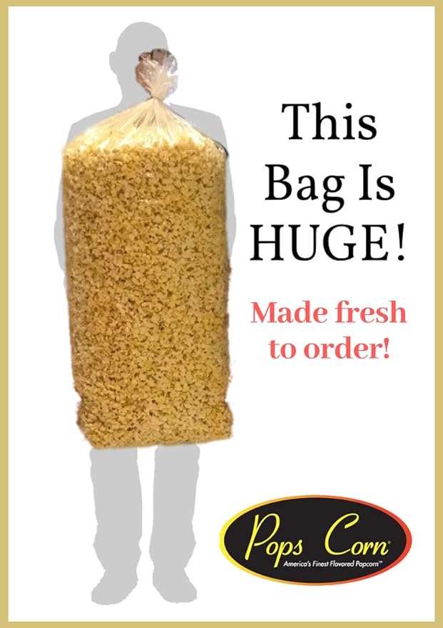 POPCORN! Gourmet Popcorn XL BULK/WHOLESALE-300 Cups-90oz-5.6LBS of MOVIE THEATER STYLE! Butter Flavor PARTY BAG. Popped Event Bag Favors, Buffet, Bar FREE SANITARY SCOOPER!