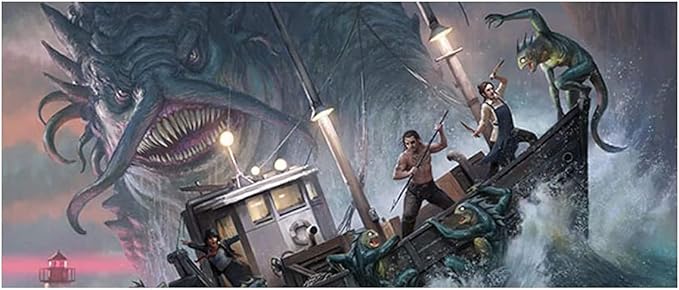 Arkham Horror Under Dark Waves Board Game Expansion - New Locations, Investigators, and Terror! Cooperative Mystery Game, Ages 14+, 1-6 Players, 2-3 Hour Playtime, Made by Fantasy Flight Games