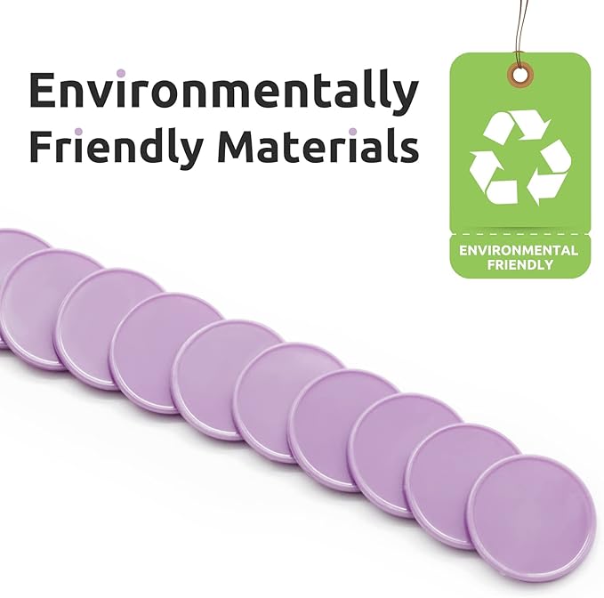 Set of 100 Opaque Plastic Learning Counters Mini Poker Chips Game Tokens with Storage Box (Thistle, 1.58 Inch)