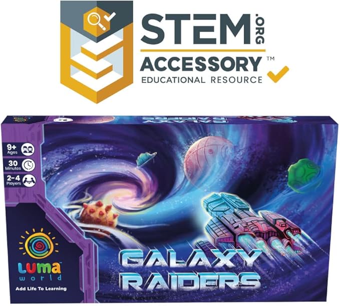 Luma World Galaxy Raiders STEM Educational Board Game for Ages 9+ Years to Learn Math, Counting, Strategy, Space Travel Theme, 30 Minutes and 2 to 4 Players