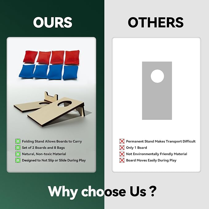 2PCS Mini Tabletop Cornhole Boards, 4.7" W x 7.7" L Wooden Desktop Toss Game with 8 Bean Bags, Portable Game Set for Travel Home