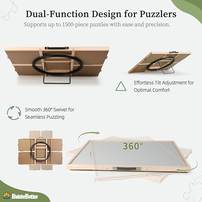 1500 Pieces 2-in-1 Tilting & Rotating Puzzle Board, Portable Puzzle Table with 4 Drawers Cover,34.25" x 25.2"