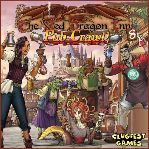 Red Dragon Inn 8, The Pub Crawl, Five New Characters, Can be Played with All Expansions, New Prize Cards Inside, For Ages 13 and up