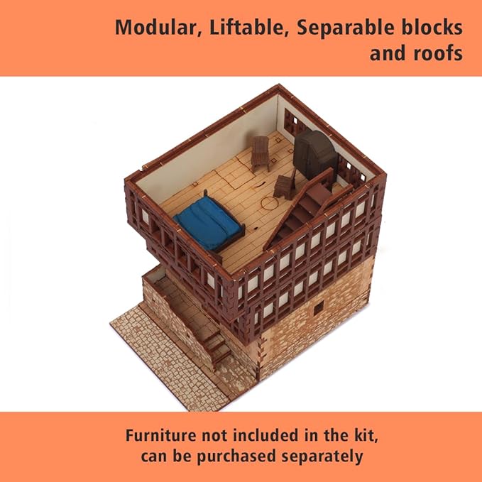 Terracota Rowhouse DIY Wooden Building Kit for Teens and Adults, Suitable for Playing with Family - Realistic