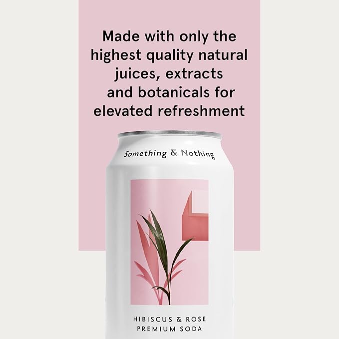 Something & Nothing Hibiscus & Rose Flavoured Sparkling Water | Lightly Carbonated, Full Flavoured with Added Grape & Lemon Juice | Vegan & Low Calorie Soda | 12 Fl Oz Cans (Pack of 12)