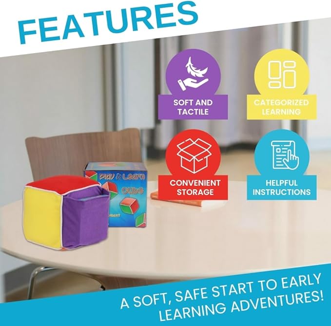 Thought-spot Play and Learn Cube roll Play Game for Toddlers 1st Learning Game Teaches Colors and Numbers Emotions Language roll Cube Pick Card and Have Fun Games