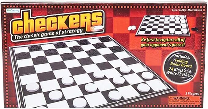 Gamie Checkers Board Game, Classic Foldable Family Board Game for Game Night, Indoor Fun and Parties, Develops Logical Thinking and Strategy, Best Gift Idea for Kids