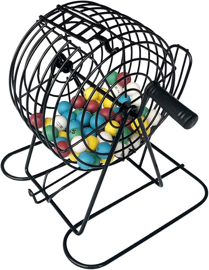 Yuanhe Deluxe Bingo Games Set - Metal Cage with Calling Board,50 Bingo Cards,300 Colorful Bingo Chips,75 Colored Balls, Great for Adults Kids Large Groups,Parties Events Family Game Nights
