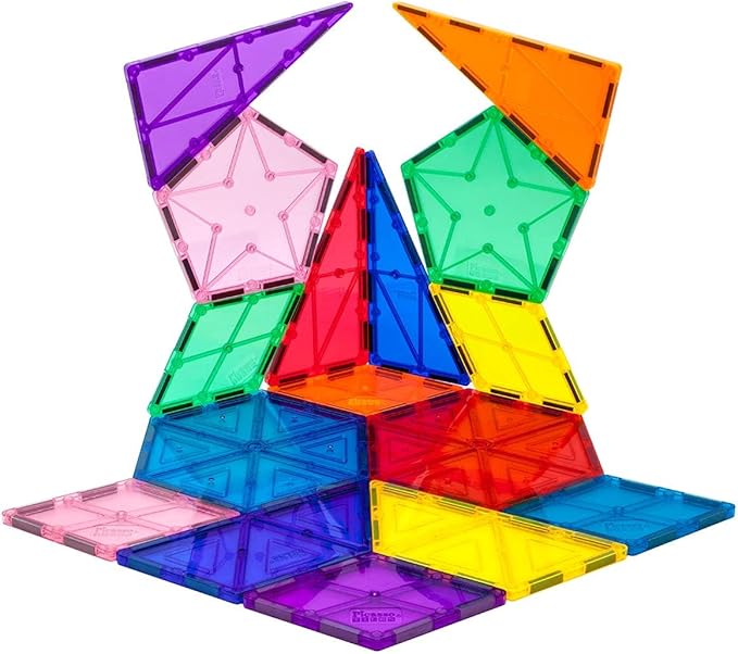 PicassoTiles Magnetic Building Block Set Geometry Shape Magnet Tiles Construction Toy STEM Learning Kit Educational Playset Playboard Pretend Play Stacking Blocks Child Brain Development PT16
