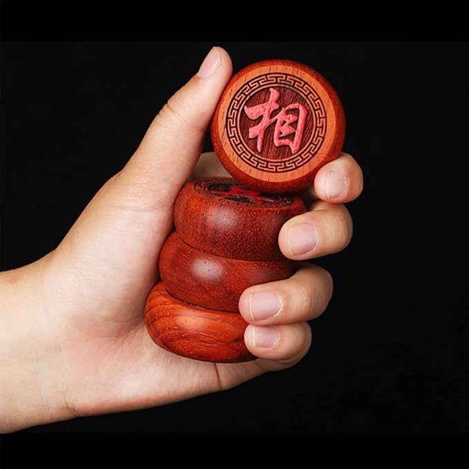 1.88inch Mahogany Chines Chess Gift Box Set (Xiangqi ) Chines Traditional Xiangqi Classic Educational Strategy Board Games 2 Players Travel Game Set with Wooden Box and Leather Chessboard