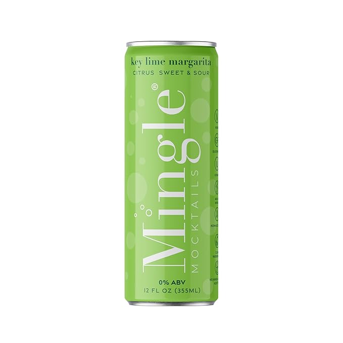 Mingle Mocktails Premium Non-Alcoholic Cocktails - Key Lime Margarita Mocktail, 12 FL Oz Cans, (Pack of 24)