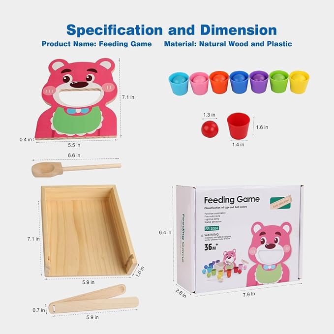 Wooden Feeding Toy for Toddlers - Pretend Food Game for Preschoolers, Play Food Set for Kids, Learning Resources Food Group Activities