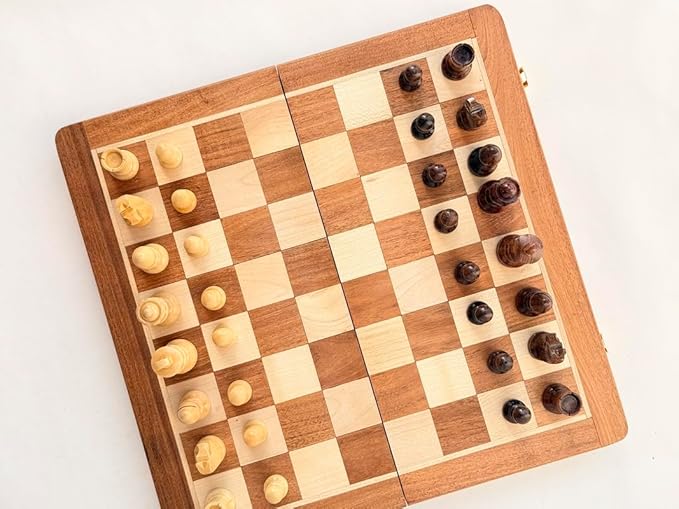 Foldable Magnetic Travel Chess Set with Folding Chess Board | Educational Toys for Adults | 2 Player Portable Game (10 Inches)