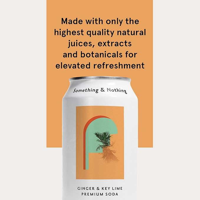 Something & Nothing Ginger & Lime Flavoured Sparkling Water | Lightly Carbonated, Full Flavoured with Added Grape & Lemon Juice | Vegan & Low Calorie Soda | 12 Fl Oz Cans (Pack of 12)