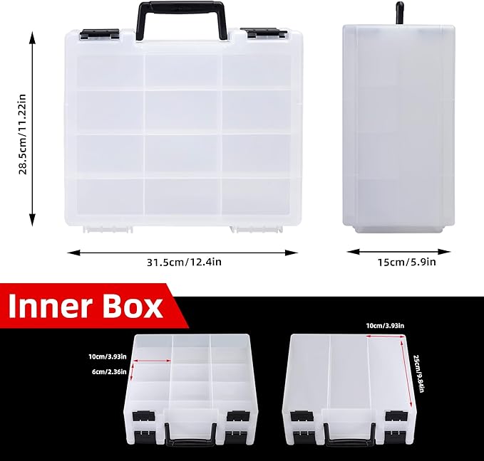 Brappo Trading Card Storage Box for 3200+ Double Sided Card Deck Case, compatible MTG and TCG and Sport Cards etc game cards.(Excluding cards) (Clear)