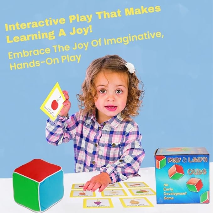 Thought-spot Play and Learn Cube roll Play Game for Toddlers 1st Learning Game Teaches Colors and Numbers Emotions Language roll Cube Pick Card and Have Fun Games