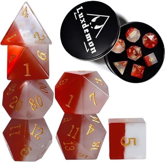 Cat's Eyes Dice Sets Gemstone Polyhedral Dice with Premium Dice Case for DND RPG Board Games