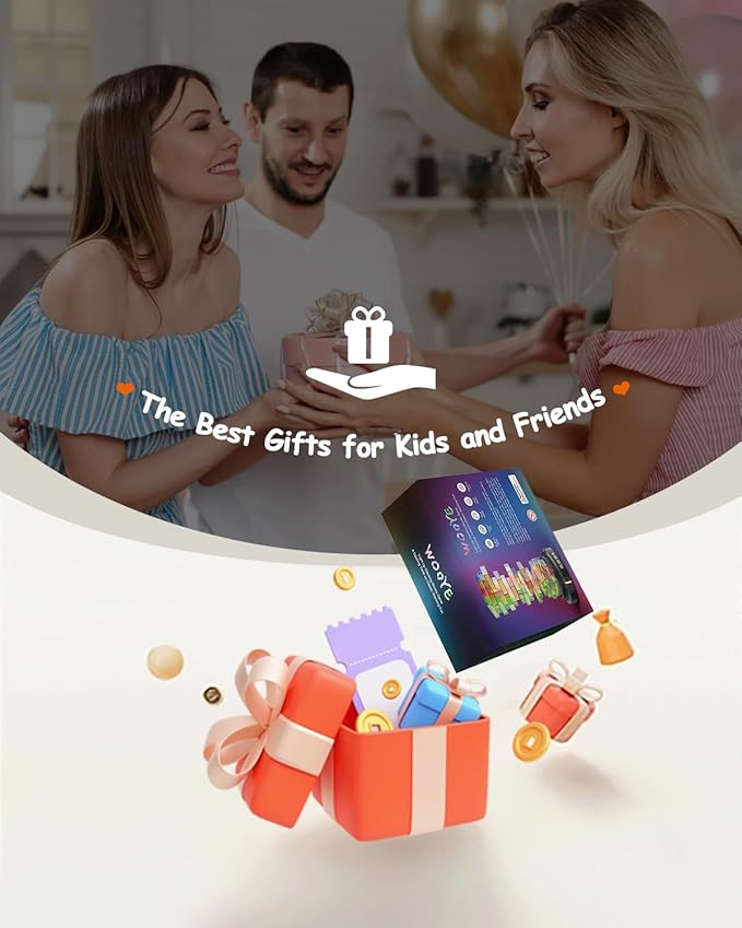 Glow in the Dark Tumbling Tower Game, Rotatable Base and Pickup Lights, Acrylic Blocks, Glowing RGB Stacking Game for Adult Kid, Indoor Board Game for Family Nights Party, Gift for Birthday Christmas