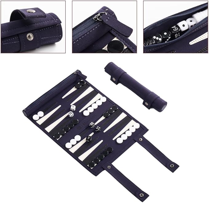 Backgammon Game Set - Roll up Board Games- Portable Travel Backgammon for Companion. Multiple Colors