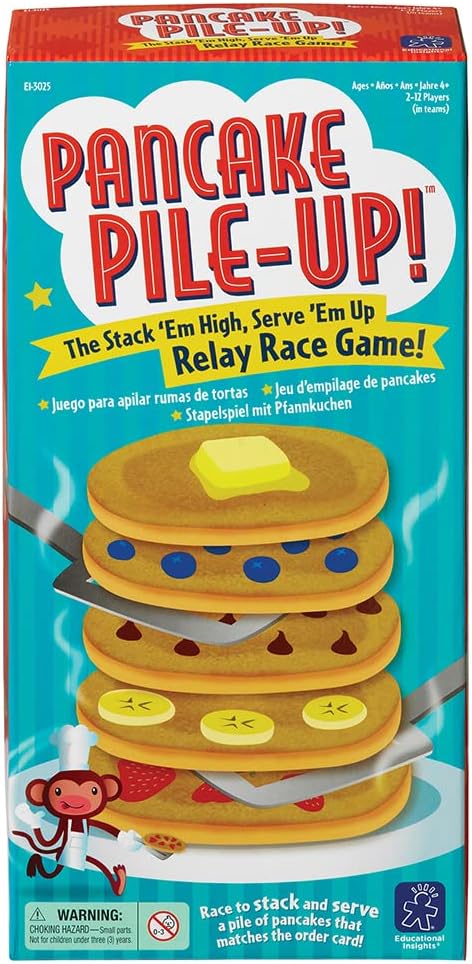 Educational Insights Pancake Pile-Up, Sequence Relay Board Game for Preschoolers, For 2-4 Players, Easter Basket Stuffers for Kids, Gift for Kids Ages 4+