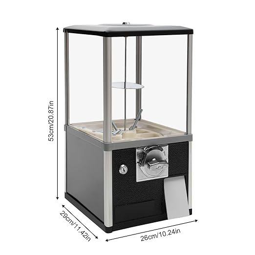 Commercial Gumball Candy Vending Machine Large Load Capacity Gumball Bank for Game Stores and Retail Stores Vintage Style for 1.77-1.97inch Gadgets Height 20.87inch (Black)