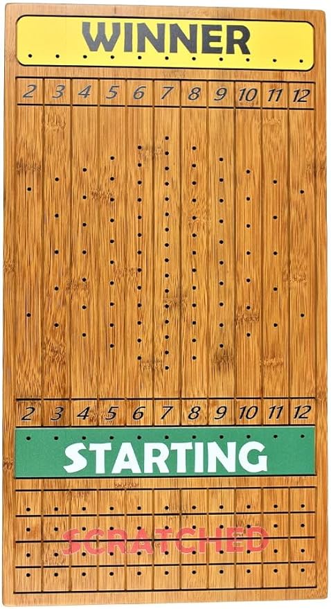 Metal Horse Race Board Game Set with Horse Racing Thick & Solid Wood Game Board(22"/Dark),11 Luxurious with 4 Antique(Gold,Silver,Red Cooper&Bronze) Metal Craft Horses, Dice&Cards (HR-F654)