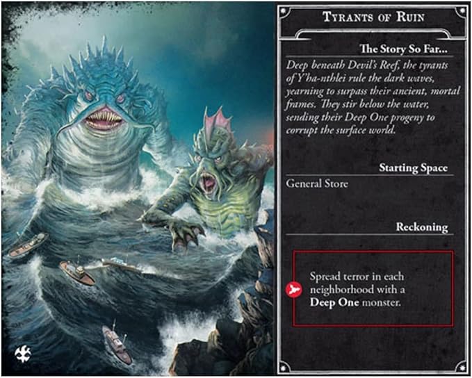 Arkham Horror Under Dark Waves Board Game Expansion - New Locations, Investigators, and Terror! Cooperative Mystery Game, Ages 14+, 1-6 Players, 2-3 Hour Playtime, Made by Fantasy Flight Games