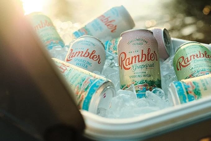 AUTX RAMBLER Sparkling Water, Texas Limestone Mineral Blend, Grapefruit Flavor, 12-Ounce Cans, Three 8-Packs (24 Cans)