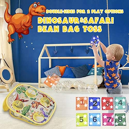 Bean Bag Toss Game - Double Sided Kids & Adults Cornhole Board, 8 Colorful Beanbags, Collapsible Indoor Outdoor Games for Family Fun