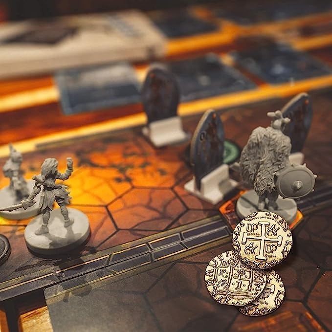 Large Metal Pirate Coins - 100 Rose Gold Treasure Coin Set, Metal Replica Spanish Doubloons for Board Games, Tokens, Toys, Cosplay - Realistic Money Imitation, Pirate Treasure Chest - Size 0,98"