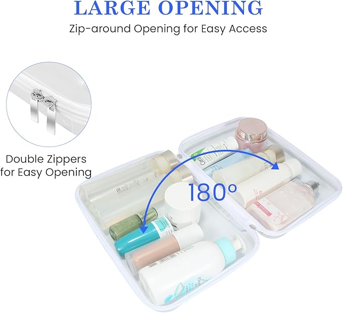 4Pack Zippered Hard Pouch, Clear Hard Shell Zipper Case, Clear Plastic Pouches Travel Bags for Kids, Storage for Building Blocks, Puzzles, Cosmetics, Crafting Supplies