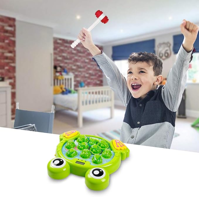YEEBAY Whack A Frog Game with 2 Hammers, Toddler Early Developmental Learning Toy, Fun Birthday Gift for Kids Age 2+, Toys for 2 3 4 Year Old Boys Grils