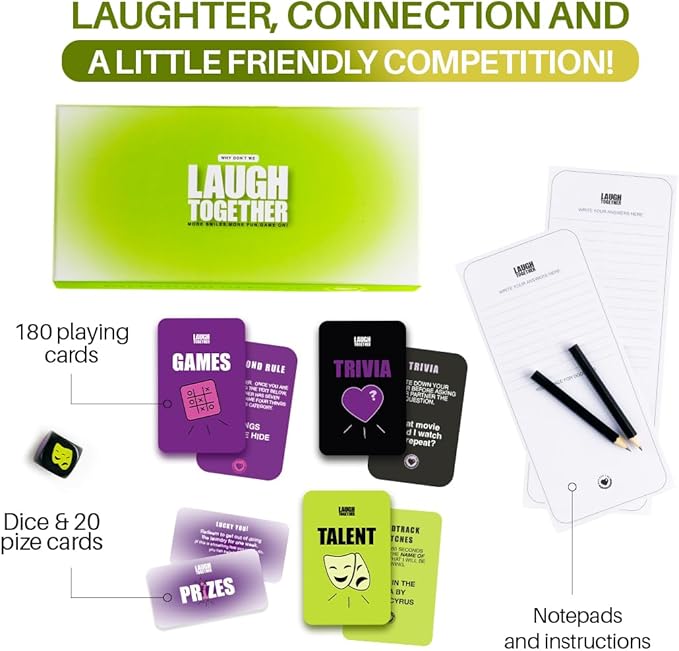Why Don't We Why Don’t We Laugh Together? - Couples Games with 200 Cards: Talents, Games, Trivia | Win Fun Prizes for 2 Players | Date Night Activities | Thought-Provoking & Engaging Couple Card Game