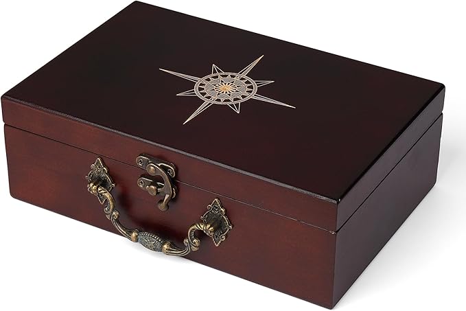 STERLING Games 12 Number Shut The Box Wooden Box Travel Case Nautical Theme Family Dice Game for Kids and Adults