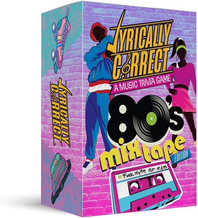 Lyrically Correct 80’s Mixtape Hip Hop, R&B, Funk & Pop Music Trivia Card Game for Friends, Fun Party Game for Adults, Family Gatherings, Finish The Lyrics Challenge, and 80s Music