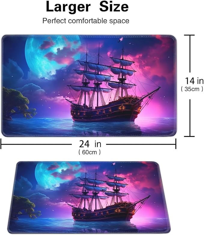 Board Game for TCG Playmat Table Mats Games Size 60X35 cm Mousepad Compatible for MTG RPG CCG Trading Card Game Play mats with 6 Dice (Playmat 149) Vintage Sailing Ship