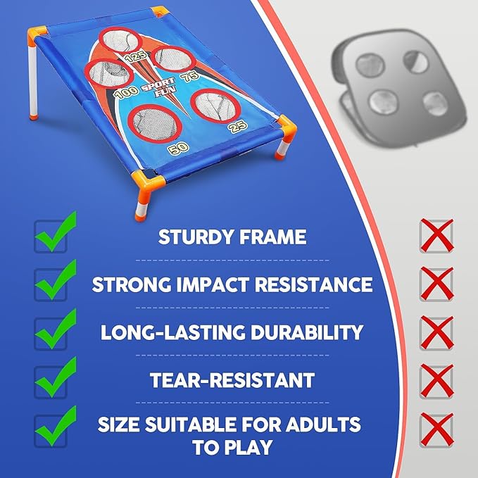 TOY Life Bean Bags Toss Carnival Game, Cornhole, Outdoor Toys for Kids Ages 4-8, Backyard Game Sports & Outdoor Play, Outside Toys for Ages 5-7, Family Lawn Yard Games Birthday Party, Gift for Boys