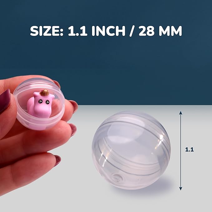 Entervending Vending Machine Empty Round Capsules 1.1” 1000 pcs Bulk Capsule for Toy Gumball Machines Small Clear Containers Surprise for Kids Party Favor Prize