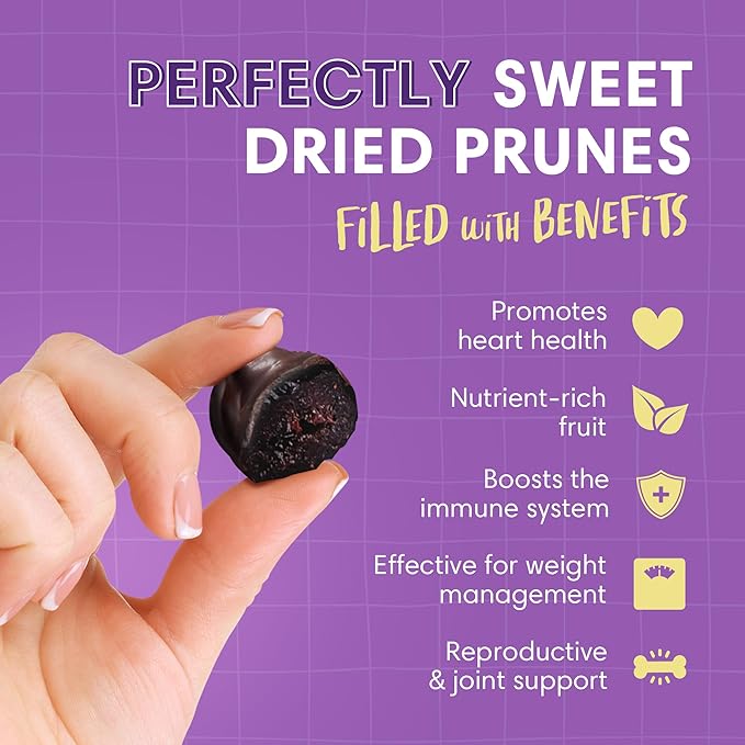 DORREL - Belgian Dark Chocolate Covered Dried Prunes, High Energy Vegan Choco Snack, Delicious, Kosher & Non-GMO, Pack of 3 Dark Chocolate Fruit Bites, 8.8 oz / 250 g Ea