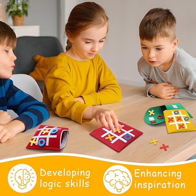 48 PCS Tic Tac Toe Board Game,Foam Tic-Tac-Toe Mini Board Game for Kids Family Classic Educational Toys Indoor Party Game Birthday Party 5"x5"