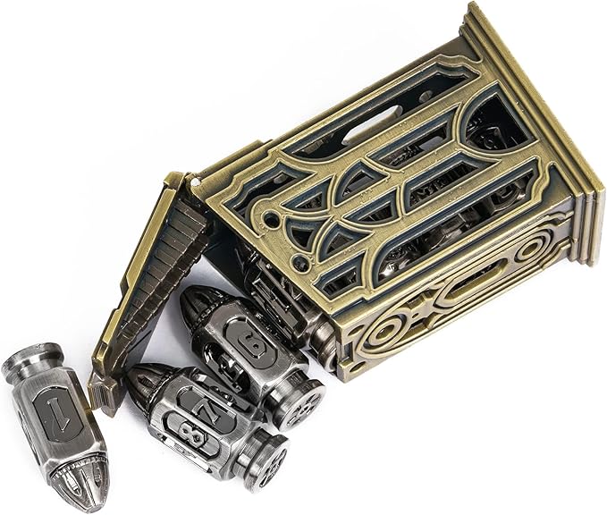UDIXI Metal DND Dice Set, 7-Die Solid Polyhedral Bullet Metal Dice Set D&D with Unique Container for Role Playing Game or Other Tabletop Games(Ancient Silver)