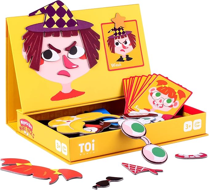 Toi Kids Magnet Toys Magnetic Jigsaw Puzzle Boxes with Game Board for Kids Ages 3-8, Preschool Tabletop Toy for Toddlers, Portable Travel Game, Make Face
