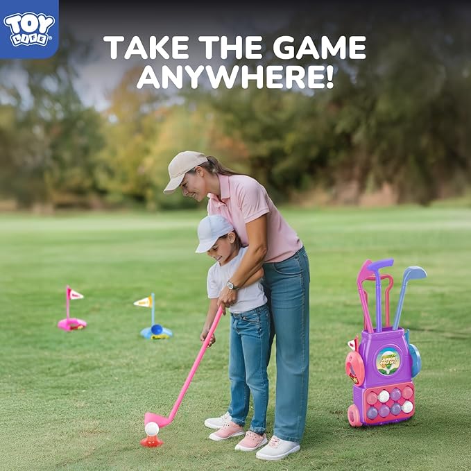 TOY Life Kids Golf Clubs Set with Golf Toss Game Toddler Baby Girl Golf Clubs 3-5 Baby Girl Golf Set Indoor & Outdoor Sport Toys Golf Game for Boys Girls Birthday Golf Gifts for 3 4 5 6 7 8 Years Old