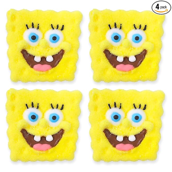 SpongeBob SquarePants Candy, Giant Sugar Coated Marshmallows, Individually Wrapped Party Favors, 4 Count Box